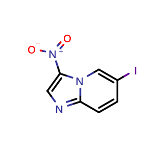 Chemical structure of 6-Iodo-3-nitro-imidazo[1,2-a]pyridine , CAS 690258-23-2, AChemBlock Y224969