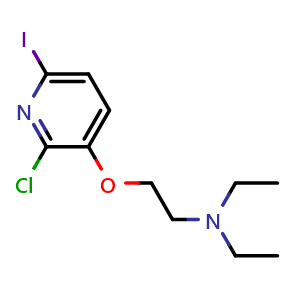 Chemical structure of 2-Chloro-6-iodo-3-(2-diethylaminoethoxy)-pyridine , CAS 1822851-75-1, AChemBlock Y224973