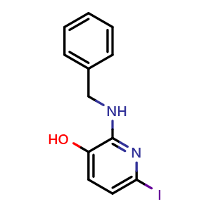 Chemical structure of 3-Hydroxy-6-iodo-2-benzylaminopyridine , CAS 1822787-77-8, AChemBlock Y224975