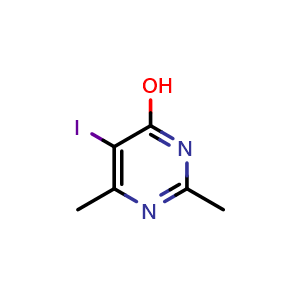 Chemical structure of 5-Iodo-2,6-dimethyl-pyrimidin-4-ol , CAS 83410-37-1, AChemBlock Y224980