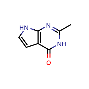 Chemical structure of 2-Methyl-3,7-dihydro-pyrrolo[2,3-d]pyrimidin-4-one , CAS 89792-11-0, AChemBlock Y224986