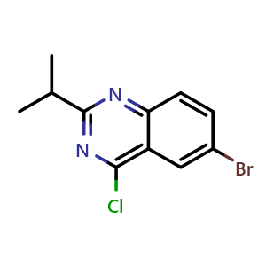 Chemical structure of 6-Bromo-4-chloro-2-isopropyl-quinazoline , CAS 887592-11-2, AChemBlock Y224998