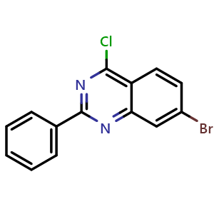 Chemical structure of 7-Bromo-4-chloro-2-phenyl-quinazoline , CAS 887592-38-3, AChemBlock Y224999