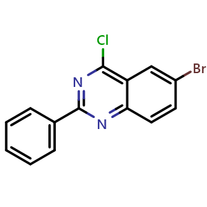 Chemical structure of 6-Bromo-4-chloro-2-phenyl-quinazoline , CAS 412923-42-3, AChemBlock Y225000