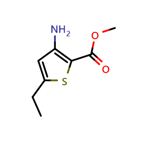 Chemical structure of methyl 3-amino-5-ethylthiophene-2-carboxylate , CAS 150360-01-3, AChemBlock Y225004