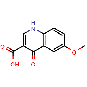Chemical structure of 6-methoxy-4-oxo-1,4-dihydroquinoline-3-carboxylic acid , CAS 34785-07-4, AChemBlock Y225008