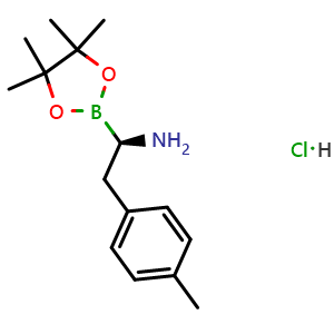 Chemical structure of (R)-1-(4,4,5,5-tetramethyl-1,3,2-dioxaborolan-2-yl)-2-(p-tolyl)ethan-1-amine hydrochloride , CAS 2241137-60-8, AChemBlock Y225021