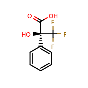 Chemical structure of (S)-3,3,3-trifluoro-2-hydroxy-2-phenylpropanoic acid , CAS 29246-94-4, AChemBlock Y225032