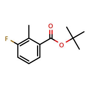 Chemical structure of tert-butyl 3-fluoro-2-methylbenzoate , CAS 1936169-16-2, AChemBlock Y225036