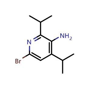 Chemical structure of 6-bromo-2,4-diisopropylpyridin-3-amine , CAS 2397623-70-8, AChemBlock Y225053