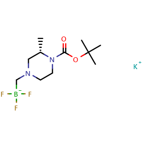 Chemical structure of potassium (S)-((4-(tert-butoxycarbonyl)-3-methylpiperazin-1-yl)methyl)trifluoroborate , CAS 2088450-14-8, AChemBlock Y225056