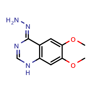 Chemical structure of 4-hydrazineylidene-6,7-dimethoxy-1,4-dihydroquinazoline , CAS 91163-69-8, AChemBlock Y225065