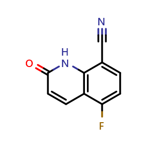 Chemical structure of 5-fluoro-2-oxo-1,2-dihydroquinoline-8-carbonitrile , CAS 2396750-21-1, AChemBlock Y225093