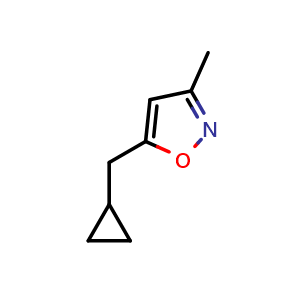 Chemical structure of 5-(Cyclopropylmethyl)-3-methylisoxazole , CAS 2384286-74-0, AChemBlock Y225096
