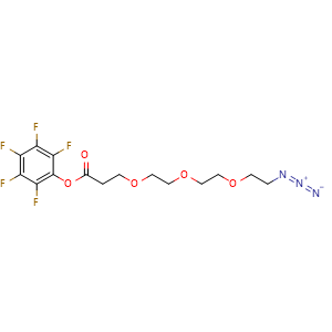Chemical structure of perfluorophenyl3-(2-(2-(2-azidoethoxy)ethoxy)ethoxy)propanoate , CAS 1807530-07-9, AChemBlock Y225147