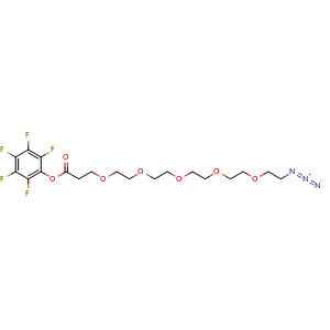 Chemical structure of (2,3,4,5,6-pentafluorophenyl) 3-[2-[2-[2-[2-(2-azidoethoxy)ethoxy]ethoxy]ethoxy]ethoxy]propanoate , CAS 1818294-48-2, AChemBlock Y225148