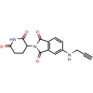 Chemical structure of 2-(2,6-dioxopiperidin-3-yl)-5-(prop-2-yn-1-ylamino)isoindoline-1,3-dione , CAS 2357110-24-6, AChemBlock Y225156