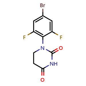 Chemical structure of 1-(4-bromo-2,6-difluorophenyl)dihydropyrimidine-2,4(1H,3H)-dione , CAS 1499388-70-3, AChemBlock Y225161