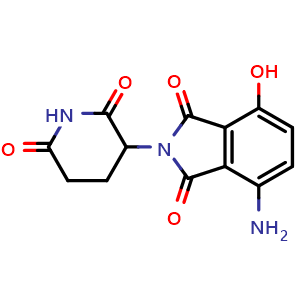 Chemical structure of 4-amino-2-(2,6-dioxopiperidin-3-yl)-7-hydroxyisoindoline-1,3-dione , CAS 1547162-46-8, AChemBlock Y225184