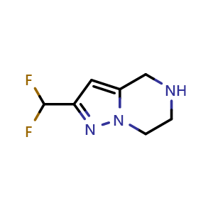 Chemical structure of 2-(difluoromethyl)-4,5,6,7-tetrahydropyrazolo[1,5-a]pyrazine , CAS 1616709-91-1, AChemBlock Y225187
