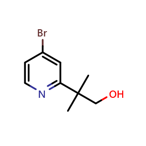 Chemical structure of 2-(4-Bromopyridin-2-yl)-2-methylpropan-1-ol , CAS 1240620-94-3, AChemBlock Y225194