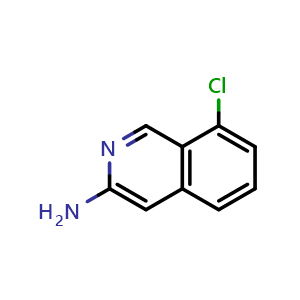 Chemical structure of 8-chloroisoquinolin-3-amine , CAS 1184843-26-2, AChemBlock Y225198