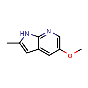 Chemical structure of 5-methoxy-2-methyl-1H-pyrrolo[2,3-b]pyridine , CAS 397842-91-0, AChemBlock Y225200