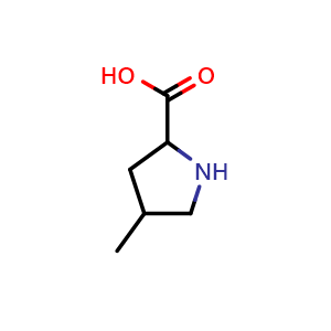 Chemical structure of 4-Methyl-2-pyrrolidine carboxlic acid , CAS 3005-85-4, AChemBlock Y225209