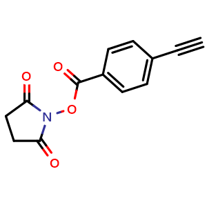 Chemical structure of 2,5-dioxopyrrolidin-1-yl 4-ethynylbenzoate , CAS 870289-72-8, AChemBlock Y225248