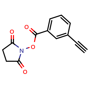 Chemical structure of 2,5-dioxopyrrolidin-1-yl 3-ethynylbenzoate , CAS 1431221-81-6, AChemBlock Y225249