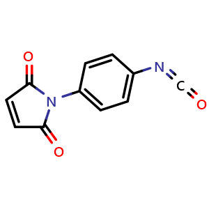 Chemical structure of 1-(4-isocyanatophenyl)-1H-pyrrole-2,5-dione , CAS 123457-83-0, AChemBlock Y225250