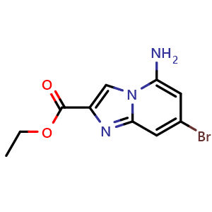 Chemical structure of ethyl 5-amino-7-bromoimidazo[1,2-a]pyridine-2-carboxylate , CAS 865604-77-9, AChemBlock Y225252