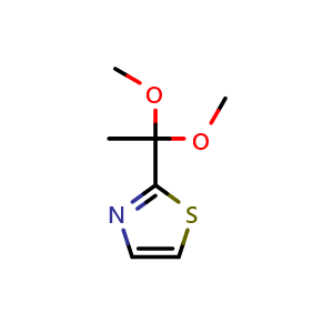Chemical structure of 2-(1,1-dimethoxyethyl)thiazole , CAS 200440-13-7, AChemBlock Y225282