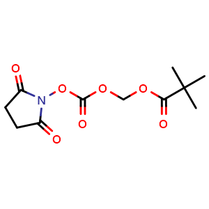 Chemical structure of ((((2,5-dioxopyrrolidin-1-yl)oxy)carbonyl)oxy)methyl pivalate , CAS 403656-27-9, AChemBlock Y225295