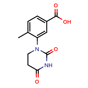 Chemical structure of 3-(2,4-dioxotetrahydropyrimidin-1(2H)-yl)-4-methylbenzoic acid , CAS 2377643-37-1, AChemBlock Y225317