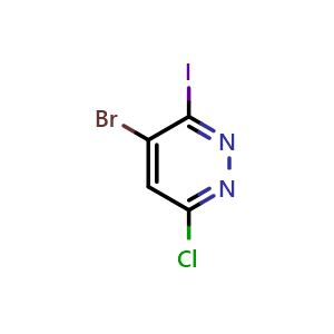 Chemical structure of 4-bromo-6-chloro-3-iodopyridazine , CAS 1823876-05-6, AChemBlock Y225340