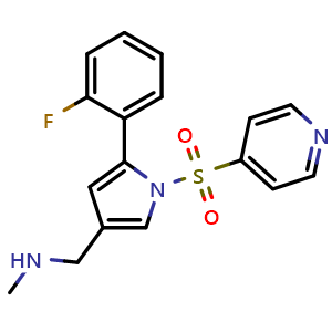 Chemical structure of 5-(2-Fluorophenyl)-N-methyl-1-(4-pyridinylsulfonyl)-1H-pyrrole-3-methanamine , CAS 2771609-43-7, AChemBlock Y225341