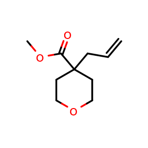 Chemical structure of tetrahydro-4-(2-propen-1-yl)-2H-Pyran-4-carboxylic acid methyl ester , CAS 441774-69-2, AChemBlock Y225348