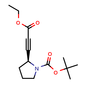 Chemical structure of 1,1-Dimethylethyl (2S)-2-(3-ethoxy-3-oxo-1-propyn-1-yl)-1-pyrrolidinecarboxylate , CAS 1185884-92-7, AChemBlock Y225352