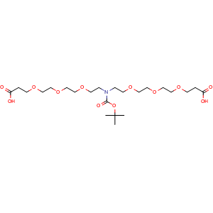 Chemical structure of N-Boc-N-bis(PEG3-acid) , CAS 2055023-35-1, AChemBlock Y225393