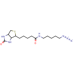 Chemical structure of N-(5-azidopentyl)-5-(2-oxo-hexahydro-1H-thieno[3,4-d]imidazol-4-yl)pentanamide , AChemBlock Y225442