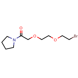 Chemical structure of 2-(2-(2-bromoethoxy)ethoxy)-1-(pyrrolidin-1-yl)ethanone , AChemBlock Y225454