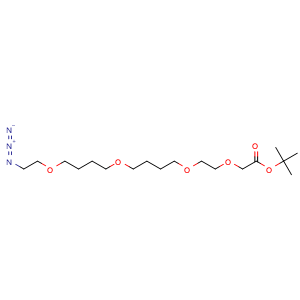 Chemical structure of tert-butyl 2-(2-(4-(4-(2-azidoethoxy)butoxy)butoxy)ethoxy)acetate , AChemBlock Y225479