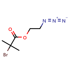 Chemical structure of 2-Azidoethyl 2-bromoisobutyrate , CAS 1120364-53-5, AChemBlock Y225484