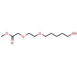 Chemical structure of methyl 2-(2-(5-hydroxypentyloxy)ethoxy)acetate , AChemBlock Y225485
