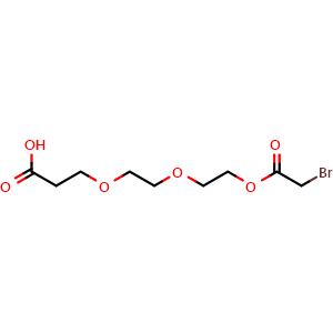 Chemical structure of 3-(2-(2-(2-bromoacetoxy)ethoxy)ethoxy)propanoic acid , AChemBlock Y225495