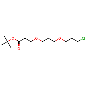 Chemical structure of tert-butyl 3-(3-(3-chloropropoxy)propoxy)propanoate , CAS 2230826-07-8, AChemBlock Y225515