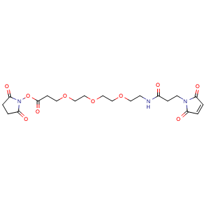 Chemical structure of MAL-Tri-EG-Osu , CAS 2055353-77-8, AChemBlock Y225530