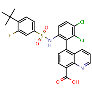 5-(6-(4-(tert-butyl)-3-fluorophenylsulfonamido)-2,3-dichlorophenyl)quinoline-8-carboxylic acid