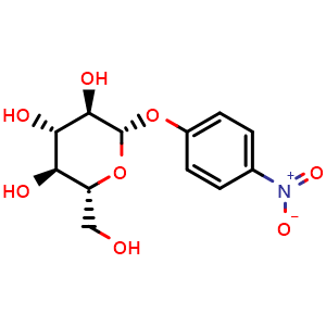 Chemical structure of 4-Nitrophenyl beta-D-Glucopyranoside , CAS 2492-87-7, AChemBlock Y225589